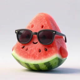 cute watermelon wearing sunglasses, 3d render, studio lighting
