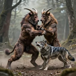 photo of a minotaur fighting a werewolf