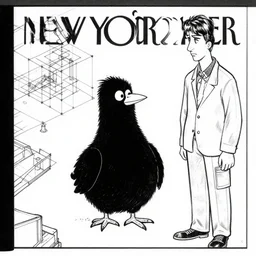 a still frame from comic strip, black funny hairy bird 1 9 5 0, hasui kawase, herluf bidstrup, new yorker illustration, monochrome bw, lineart, manga, tadanori yokoo, simplified, isometric blueprint