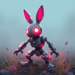 rabbit robot, digital art in the style of jakub rebelkapro
