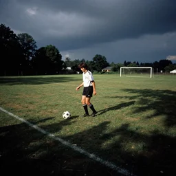 A soccer player waiting to take a penalty, 35mm film, by Gregg Araki