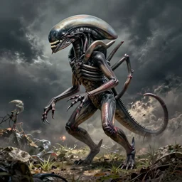 xenomorph, art by denys tsiperko and bogdan rezunenko, hyperrealism