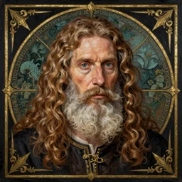 an artistic joe jusko portrait of terence mckenna, renaissance themed