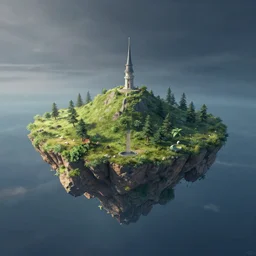 island floating in the stratosphere, elaborate digital art, matte painting trending on artstation