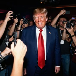 donald trump, magic city nightclub, award winning, flash photo, paparazzi,