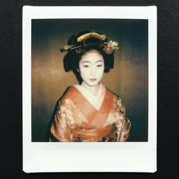 Portrait Photograph of a Japanese Geisha Polaroid SX70 Film Color