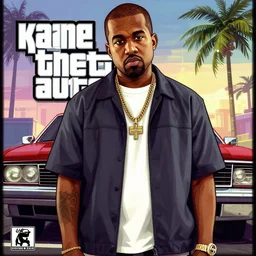 illustration gta 5 artwork of kanye west, in the style of gta cover art, by stephen bliss