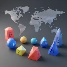 a collection of prisms of all the chemical elements in the world, unreal engine