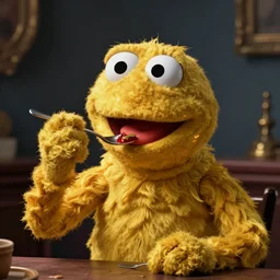 person eating a muppet