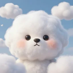 silly fluffy cute face, clouds and cotton wool, 8 k hd detailed concept art painting