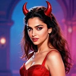 A beautiful portrait of a Deepika Padukone as the Devil from movie Bedazzled, digital art by Eugene de Blaas and Ross Tran, vibrant color scheme, highly detailed, in the style of cinematic, artstation, Greg rutkowski