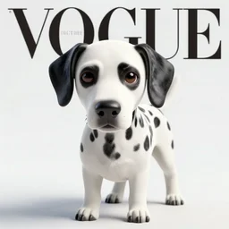 vogue photoshoot octane render portrait of 1 0 1 dalmatian with white background, focus bright colorful pastel exotic vintage boutique hotel lounge, very short depth of field, bokeh