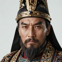 highly detailed portrait of genghis khan by roger dean and alena aenami, intense eyes