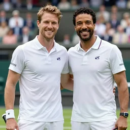 portrait photo of geoff capes winning wimbledon tennis final with lionel richie