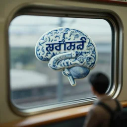 fuji gfx, closeup, tilt shift ; beautiful hyperrealistic film still from devanagari movie new scene directed by tati in style of 1 9 9 0 s frontiers in miniature porcelain kintsugu macro design magazine seinen manga edition, real - life shinkansen window view of porcelain sci - fi font brain map sign, highly detailed