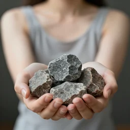 woman holding radioactive rocks in her hands trending on artstation
