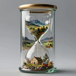 collage!! scottish landscape inside a glass jar!! hourglass intricate detail volumetric lighting epic composition hyper detailed ultra realistic sharp focus oc