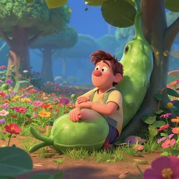 daydream amongst the flowers for a couple of hours, jack and the beanstalk 1 9 7 4, disney, pixar, unreal engine 5