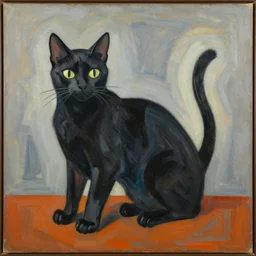cubistic painting of a black cat by picasso and georges braque, brushstrokes, 4 d