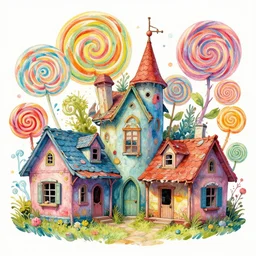 photo of abandoned houses : 2 whimsical fairy wonderland vibrant colors candyland wonderland : 4 gouache swirls detailed, design by mark ryden and pixar and hayao miyazaki, unreal 5, daz, hyperrealistic, octane render, cosplay, rpg portrait, dynamic lighting, intricate detail, harvest fall vibrancy, cinematic