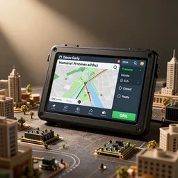 gps navigator with electronic components as buildings