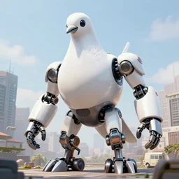 a giant robotic pigeon in the style of rhads