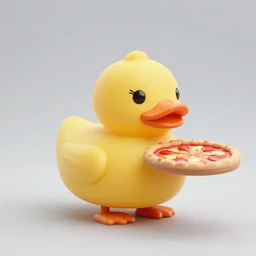 rubber duck delivering a pizza 4K photo