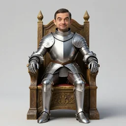 mr bean in medieval armor on a throne, made by rembrandt,  4k