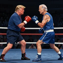 donald trump and joe biden in a boxing match, sharp focus, matte painting, illustration, concept art,