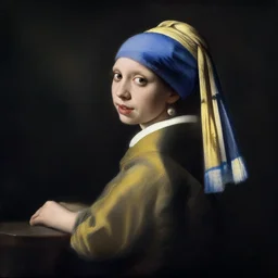 anne hattaway painted by jan vermeer, aristocratic pose, high contrast