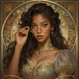 jossi of blackpink, wearing glasses, wearing dress, deep focus, d & d, fantasy, intricate, elegant, highly detailed, digital painting, artstation, concept art, matte, sharp focus, illustration, hearthstone, art by artgerm and greg rutkowski and alphonse mucha
