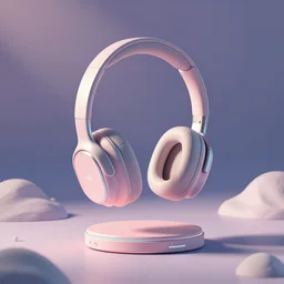 wireless headphone stand, futuristic, techno, cyberpunk, product design, render, concept, fun, pastel