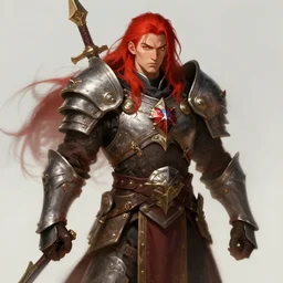 redhead war monk, digital art, WLOP