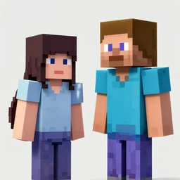 Steve character from Minecraft meeting an anime girl for the firs time