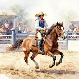 water color painting of rodeo events