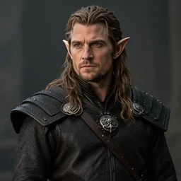 cinematic film still of a high elf henry cavill with elf ears in [ warhammer ] fantasy movie