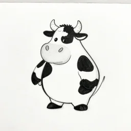 drawing from 1 9 2 0's disney animation, white paper, black & white, cow troll