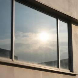 the sun reflecting on a window, 8k, realistic reflection