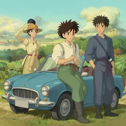 wuxia, car, in the style of studio ghibli, j. c. leyendecker, greg rutkowski, artem