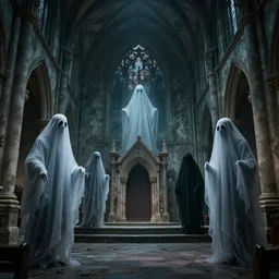 Ghosts haunting an old forgotten church, photorealistic, by Noah Bradley, Darek Zabrocki,, James Paick, Natasha Tan, highly detailed, ultra detailed, ultra realistic, trending on artstation