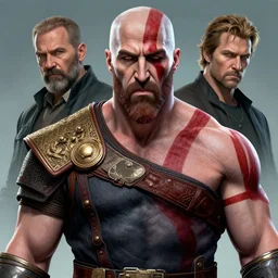 a highly detailed beautiful portrait of saul goodman as kratos, by gregory manchess, james gurney, james jean