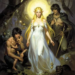 a beautiful elf princess by Edgar Maxence and Ross Tran and Michael Whelan and Frank Frazetta