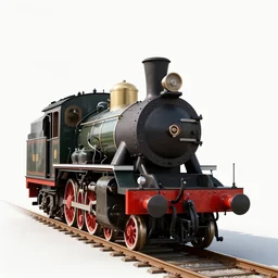 modular steam locomotive, photorealistic, isolated on a pure white background, centered, entire object in frame, sharp focus, soft studio lighting