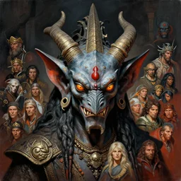 head and shoulders portrait of a rakshasa, d & d, fantasy, greg rutkowski, frank frazetta, alexandre chaudret, boris vallejo, michael whelan, miro petrov, hr giger, magali villeneuve, donato giancola