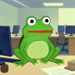 pepe the frog in an office by edward hopper