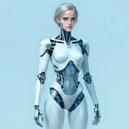 emma watson by h. r. giger, light blue tint, biomechanical, concept art
