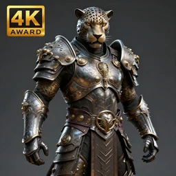 warrior with metal jaguar themed armour, highly detailed, 4 k, hdr, award - winning, unreal engine, artstation