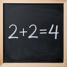 a blackboard with \'2+2=4\' written on it, highly detailed