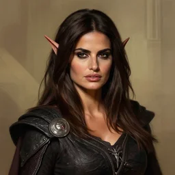 portrait of a dungeons and dragons blood elf who looks like penelope cruz by ralph horsley, rossdraws, matte painting, artstation, on stylized background, masterpiece, highly detailed