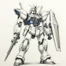 pencil sketch of a futuristic gundam robot, detailed sketch, detailed armor, illustration, manga style